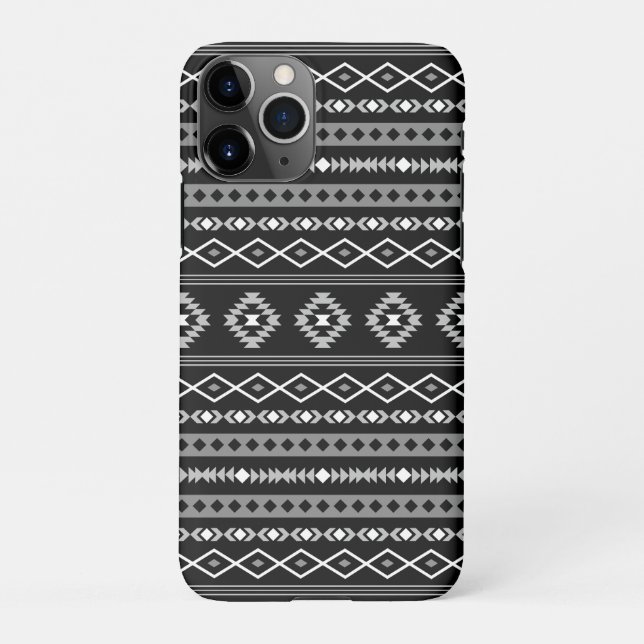 Capa Para iPhone Padrão Aztec Cinza Branca Mistura de Motifs Preta (Verso)