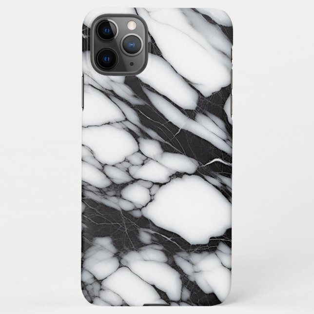 Capa Para iPhone Padrão Clássico de Mármore Preto e Branco (Verso)