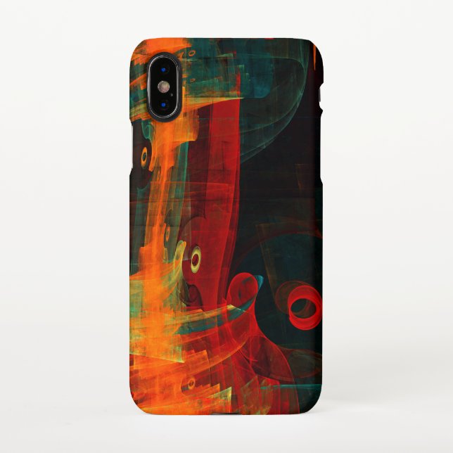 Capa Para iPhone Padrão de Abstrato de Arte Moderno Vermelho Azul-L (Verso)