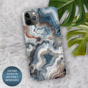 Capa Para iPhone Padrão de Agate de Cinza Castanho Branco Clássico