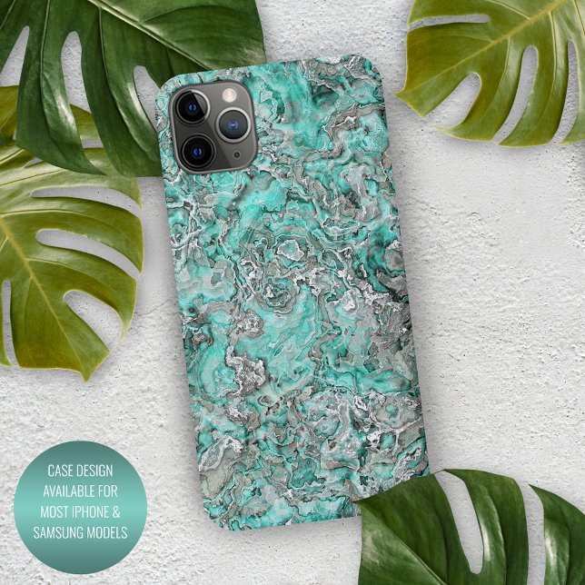 Capa Para iPhone Padrão de Agate Mineral Verde da Turquesa da cinza (Criador carregado)