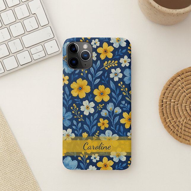 Capa Para iPhone Padrão de Arte Floral Clássica Mediterrânica (Criador carregado)