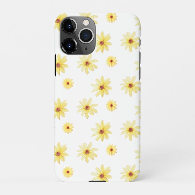 Capa Para iPhone Padrão de flor da dália amarela (Verso)