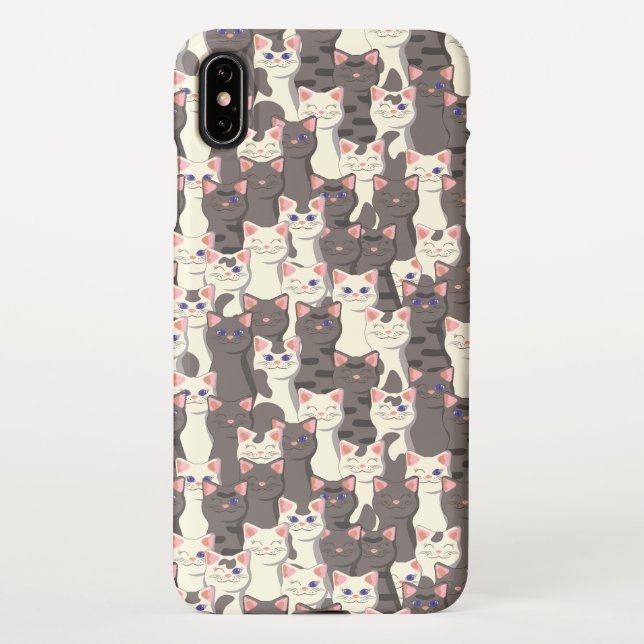 Capa Para iPhone Padrão de gatos brancos e cinzas (Verso)