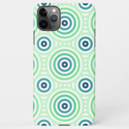Capa Para iPhone Padrão Geométrico Circular Retroativo em Verde e A