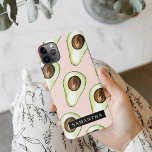Capa Para iPhone Padrão Moderno Rosa E Verde Avocado Com Nome<br><div class="desc">Padrão Moderno Rosa E Verde Avocado Com Nome</div>