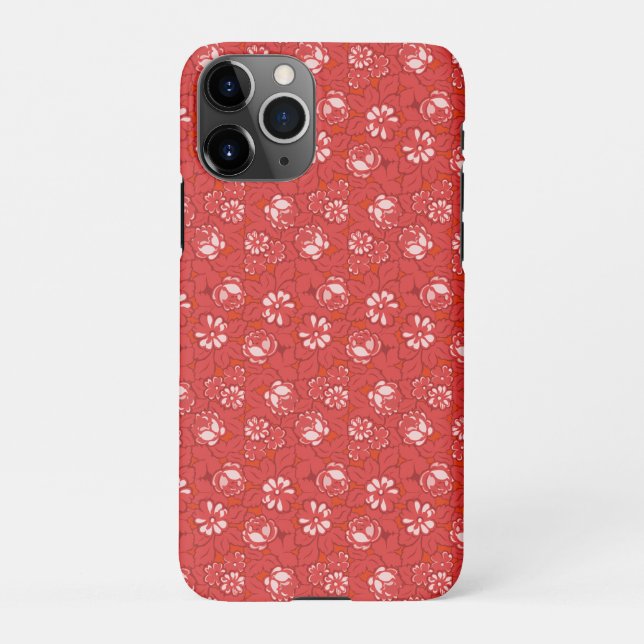 Capa Para iPhone padrão rosa em vermelho (Verso)