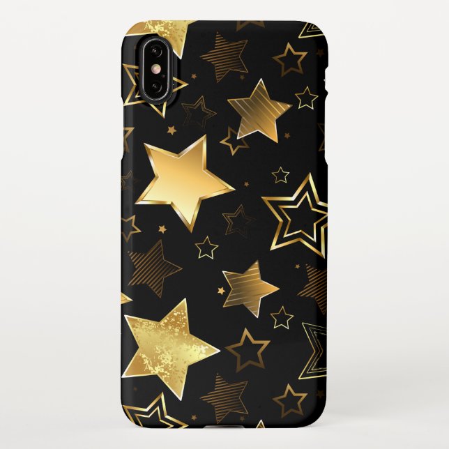 Capa Para iPhone Padrão sem costura com estrelas de Ouro (Verso)