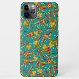 Capa Para iPhone Padrão Tropical com Folhas Vermelhas e Amarelas