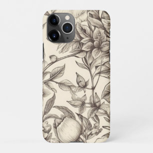 Capa Para iPhone Padrão Vintage Floral Sepia (2)
