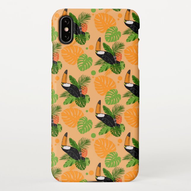 Capa Para iPhone Pássaro Tátil Tropical Padrão sem costura (Verso)