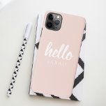 Capa Para iPhone Pastel Mínimo Moderno, Rosa Alô E Seu Nome<br><div class="desc">Pastel Mínimo Moderno,  Rosa Alô E Seu Nome</div>