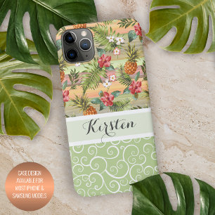 Capa Para iPhone Pineanases Tropicais Personalizados Padrão Floral