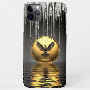 Capa Para iPhone Pingente de Águia Dourada Gotejando Metal Líquido 