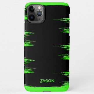 Capa Para iPhone Plano de Fundo do Traço de Pincel Verde Neon legal