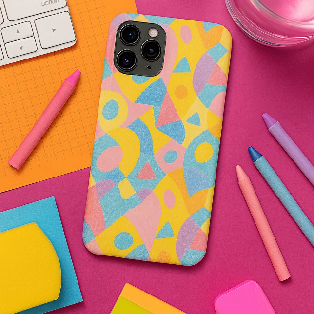 Capa Para iPhone Playful Funky Amorphous Shapes Crayon Art Patterno (Criador carregado)
