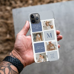 Capa Para iPhone Presente de Dia de os pais Feliz Azul e Foto de Co<br><div class="desc">Foto de Colagem Moderna e Presente de Dia de os pais Feliz Azul é um presente personalizado e atencioso para celebrar o homem especial em sua vida no Dia de os pais. O presente inclui um quadro fotográfico de colagem bem projetado com espaço para várias fotos, permitindo que você capture...</div>