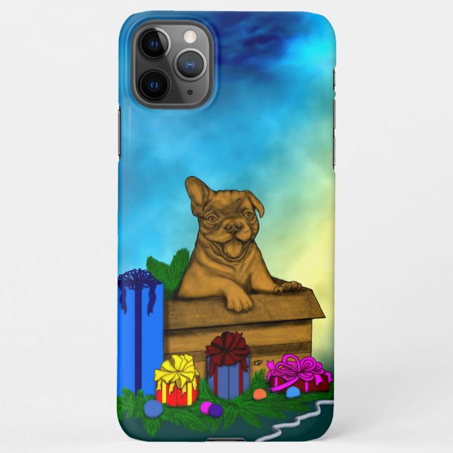 Capa Para iPhone Puppy em uma caixa, Merry Xmas (Verso)