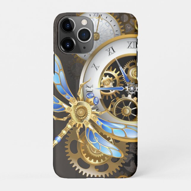 Capa Para iPhone Relógio Steampunk com Dragonfly Mecânica (Verso)