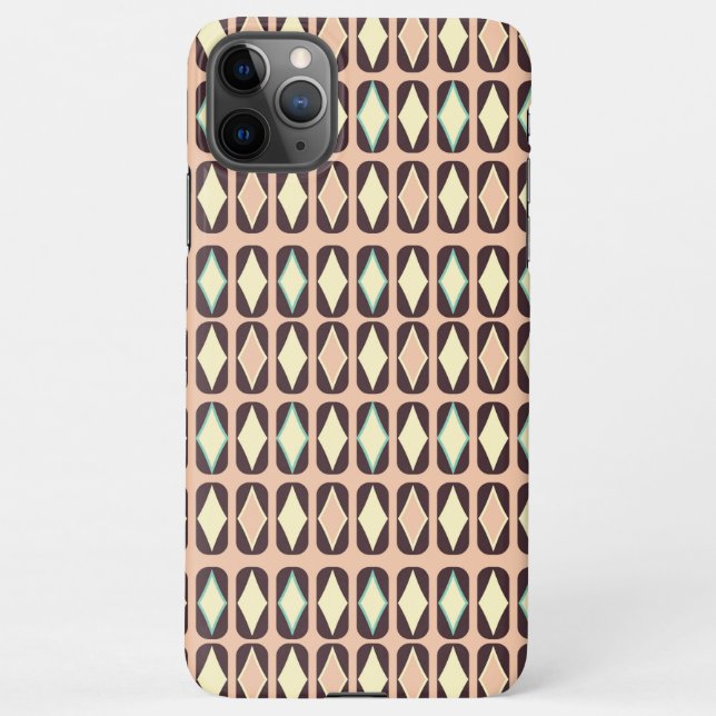 Capa Para iPhone Retro geometric pattern with brown, yellow, blue (Verso)