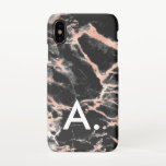 Capa Para iPhone Rosa Dourado e preto Monograma personalizado inici<br><div class="desc">Personalize adicionando seu próprio texto inicial.</div>