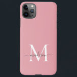 Capa Para iPhone Roteiro Chic da Cinza Elegante de Monograma Rosa B<br><div class="desc">Capa de telefone Chic Script de Cinza Elegante Monograma Rosa Brilhante</div>