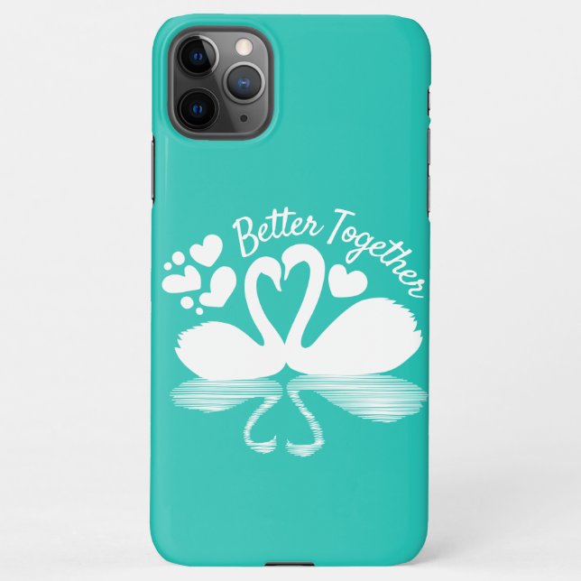 Capa Para iPhone Silhueta do Cisne do casal na Água (Verso)