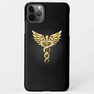 Capa Para iPhone Símbolo Poligonal Dourado Caduceus