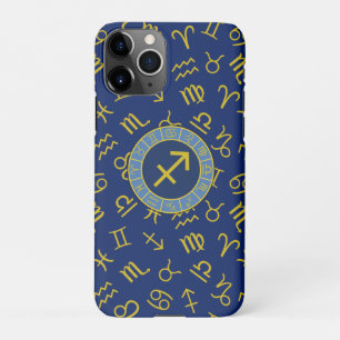 Capa Para iPhone Símbolos Zodiac+Astrologia Sagittarius Ptn Gld+Blu