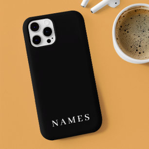 Capa Para iPhone Simples Preto Personalizado Adicionar Seu Nome Ele