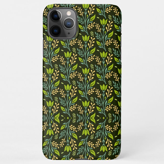 Capa Para iPhone Sophisticated blue & beige floral pattern design  (Verso)