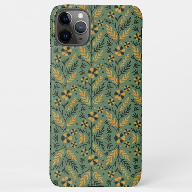 Capa Para iPhone Stylized botanical orange and black floral pattern (Verso)