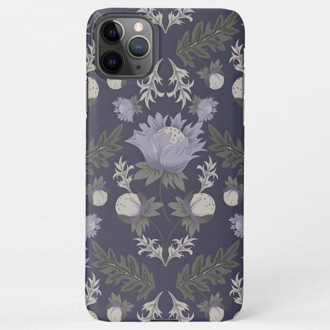 Capa Para iPhone Symmetrical dark purple floral pattern (Verso)