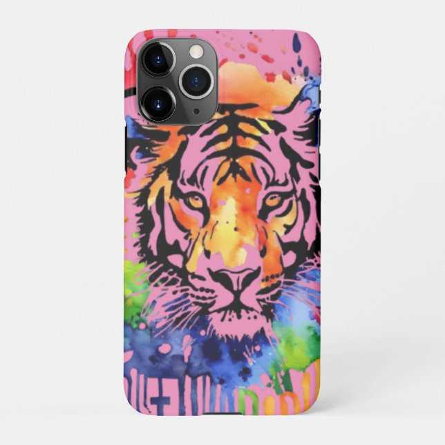 Capa Para iPhone Tigre cor-de-água engraçado (Verso)