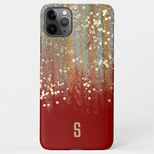 Capa Para iPhone Traços de Pincel e Pontos de Confetti com Monogram (Verso)