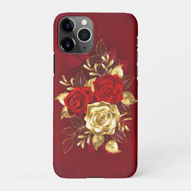 Capa Para iPhone Três Rosas de joalharia (Verso)