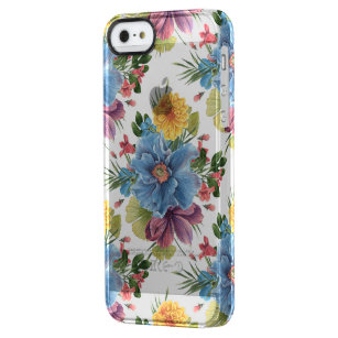 Capa Para iPhone SE/5/5s Transparente Buquê Colorido Flores Sem Olhos Padrão GR4