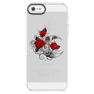Capa Para iPhone SE/5/5s Transparente Crescente Mecânico com Rosas vermelhas