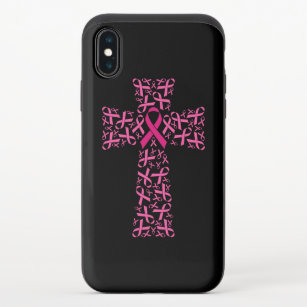 Capa Para iPhone X Cruz de Fita Rosa de Consciência do Cancer da Mama