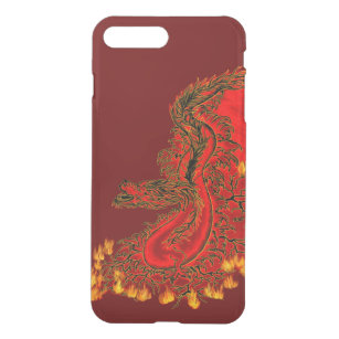 Capa iPhone 8 Plus/7 Plus Design de ouro e vermelho do Dragão da China