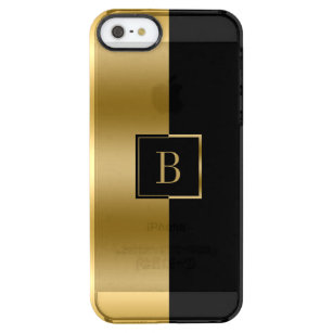 Capa Para iPhone SE/5/5s Transparente Design Geométrico Dourado e Preto Moderno
