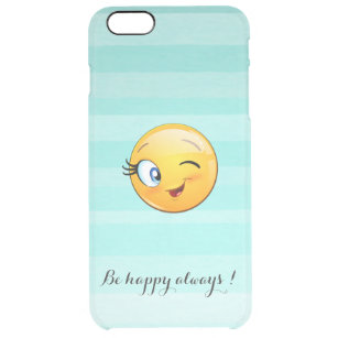 Capa Para iPhone 6 Plus Transparente Emoji Vencendo Adorável Seja feliz sempre