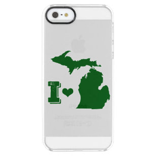 Capa Para iPhone SE/5/5s Transparente Eu coração Michigan Green