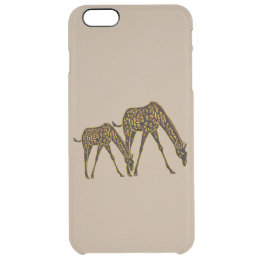 Capa Para iPhone 6 Plus Transparente Girafas dourados