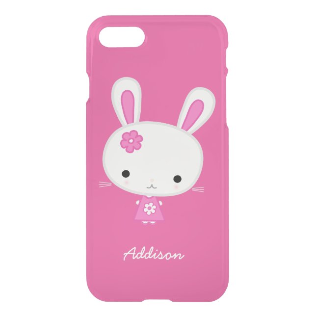 Capa Para iPhone, Uncommon Mala rosa personalizada Kawaii Bunny Clear iPhone  (Verso)