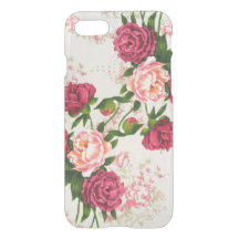 Maleta do Defletor do iPhone 7 Clearly™ Roses Rosa