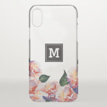 Monograma. Peach Floral Pattern.
