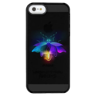 Capa Para iPhone SE/5/5s Transparente Neon Firefly a preto