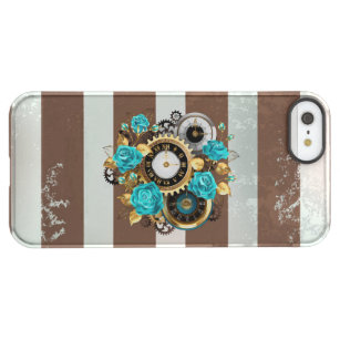 Capa Para iPhone SE/5/5s Permafrost® Relógio e Rosas de Turquesa em Striping