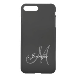 CAPA iPhone 8 PLUS/7 PLUS SIMPLES, NEGRO, CINZA SEU MONOGRAMA SEU NOME